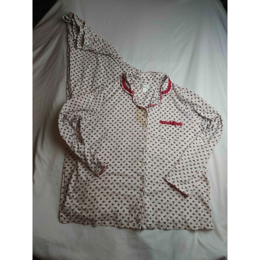 Celestial Dreams Pajama Set Womens Size XL/2X Red White Floral Button Up Lounge